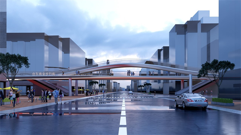 青島市北區(qū)臺東三路過街天橋?qū)ⅰ白兡槨背删坝^ 已啟動重建